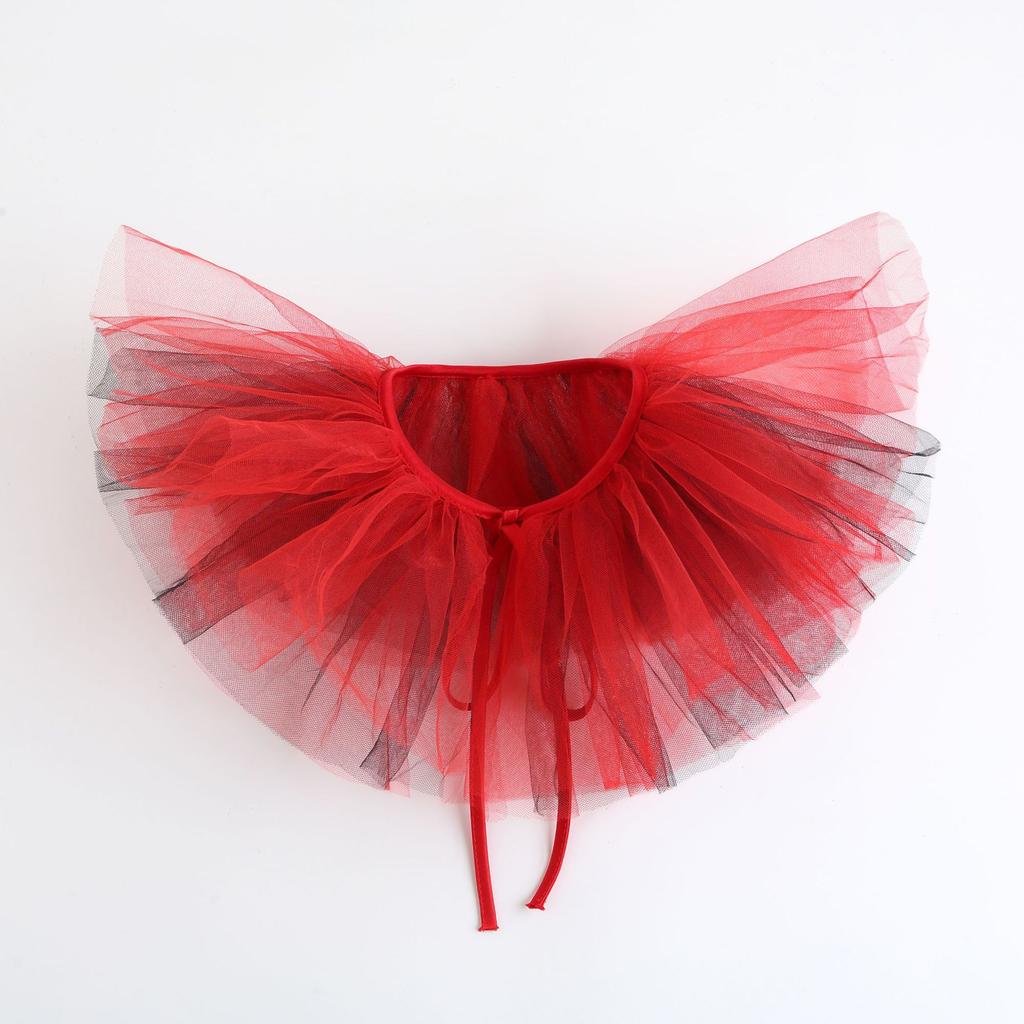 Perfect Match Colored Tulle Ruffled False Collar For Women Three-Layer Fake Collar For Halloween Costume Clown Neck Detachable Collar Shawl