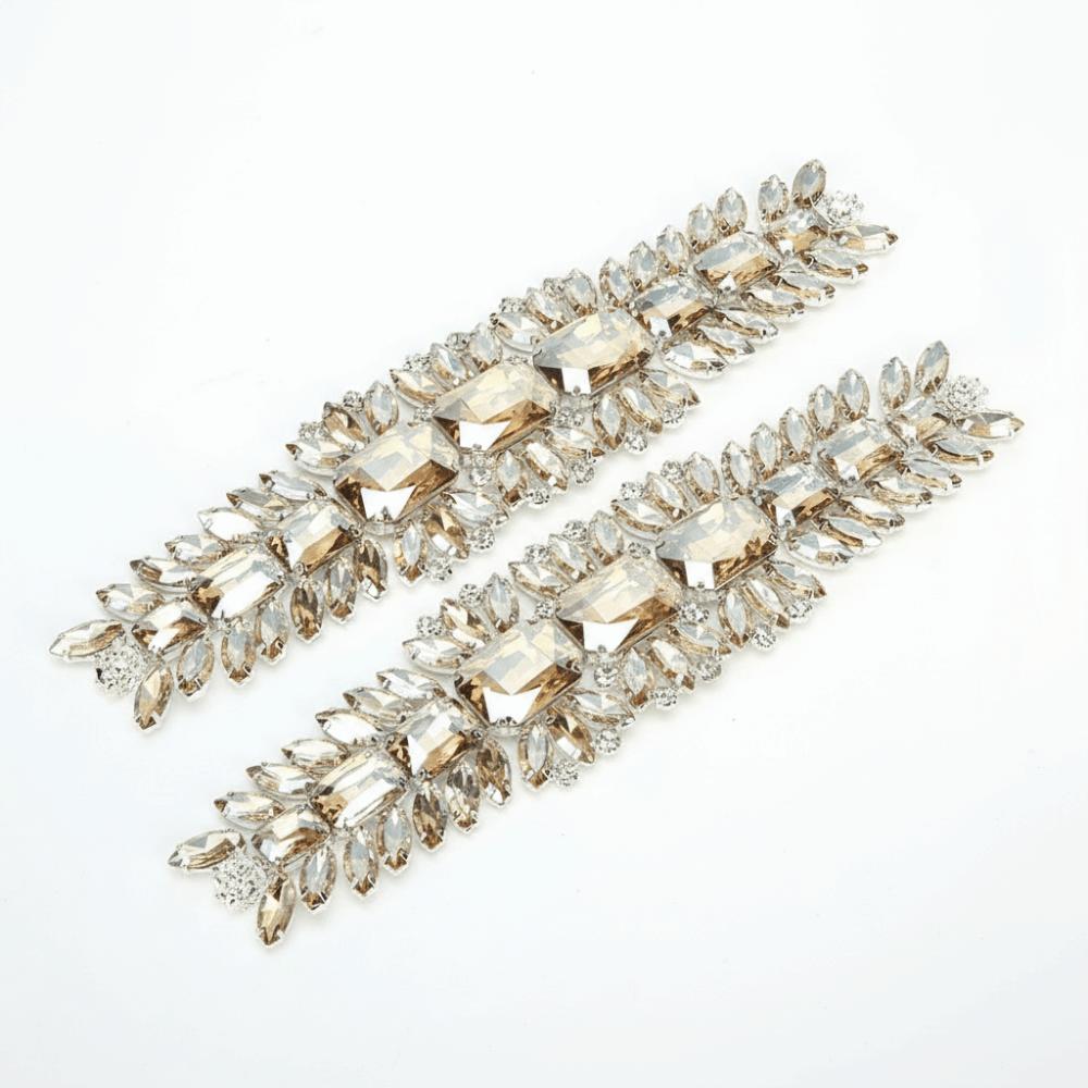 2pcs Close Chain Rhinestone Chain Trim Sparkly Applique Sparkly Rhinestone Applique Clothing DIY