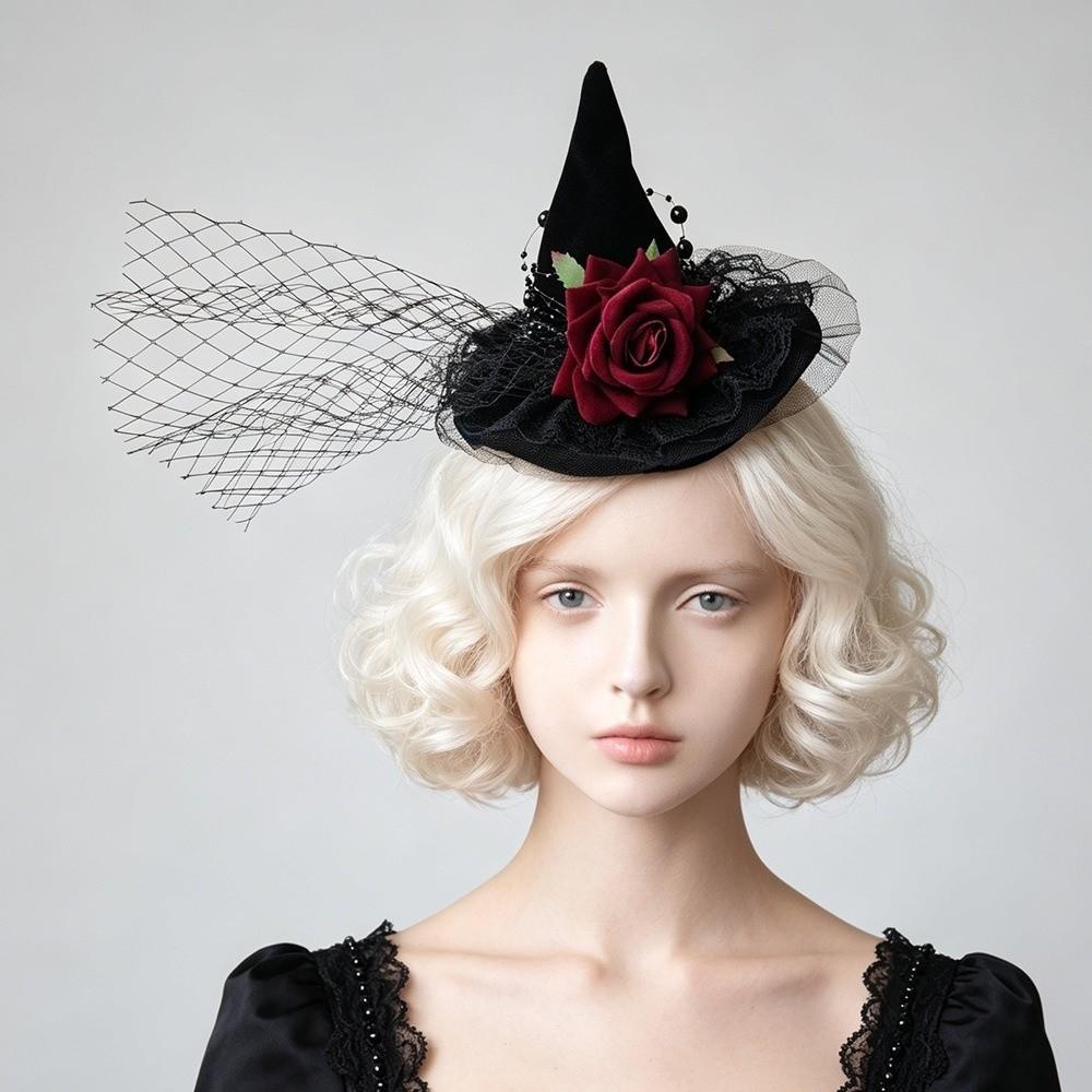 Flower Halloween Hair Clip Skull Witch Hairpins Headpiece Witch Hat Hair Clip Costume Party