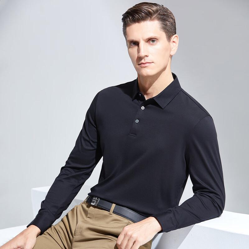 Мужская рубашка-поло с длинным рукавом, 100% хлопок, в стиле business casual