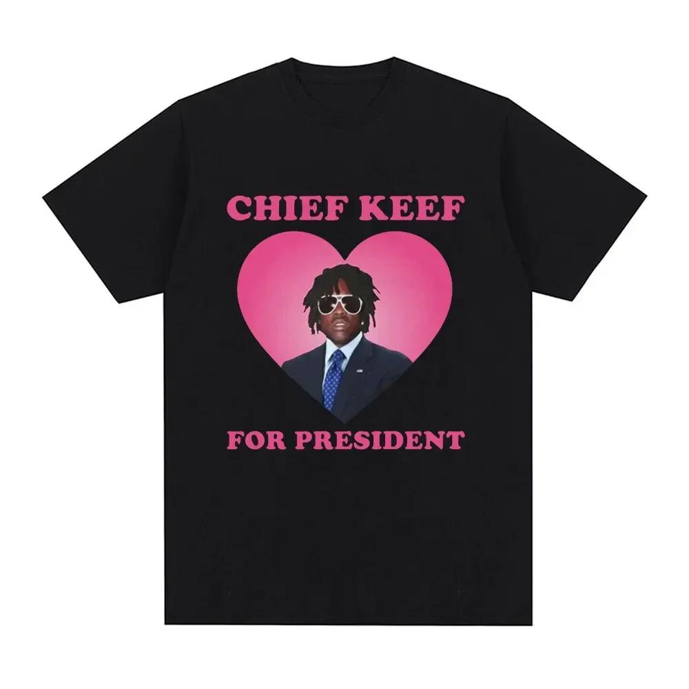 Rapper Chief Keef for President Fashion Casual Short sleeved Tshirt Beautiful Retro Extra Large Womens Tshirt Street Clothing