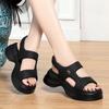 Sandals Women 2025 Summer Shoes Soft Pu Leather Peep Toe Platform Wedges Heel Outside Casual New Comfortable Anti-slip