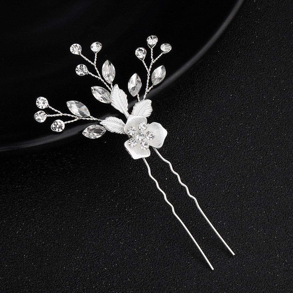 Сделанный вручную свадебный гребень для волос с цветком из жемчуга и страз и листьями