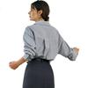 Olrain French Striped Blouse for Women, Autumn Loose-Fit Commuter Long-Sleeve Elegant Top, Navy Blue Stripes, M Size