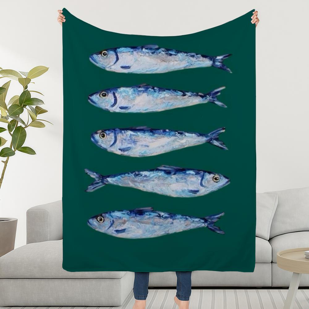 Blanket Throw Super Paintingjpg Cosy Plush Art Living Room Sofa Sardines Couch Childish Birthday Gifts