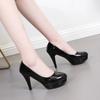 Fashion Super High Heel Women's Shoes 2025 New High Shallow Mouth Pointed Single Shoes Formal Professional Waterproof Table Pumps