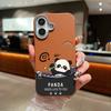 Чехол для телефона из однотонной кожи с текстурой милого мультяшного рисунка в виде панды для iPhone 16 Pro 15 14 Plus 13 12 Pro Max 11, ударопрочный, мягкий, из ТПУ, тонкий чехол
