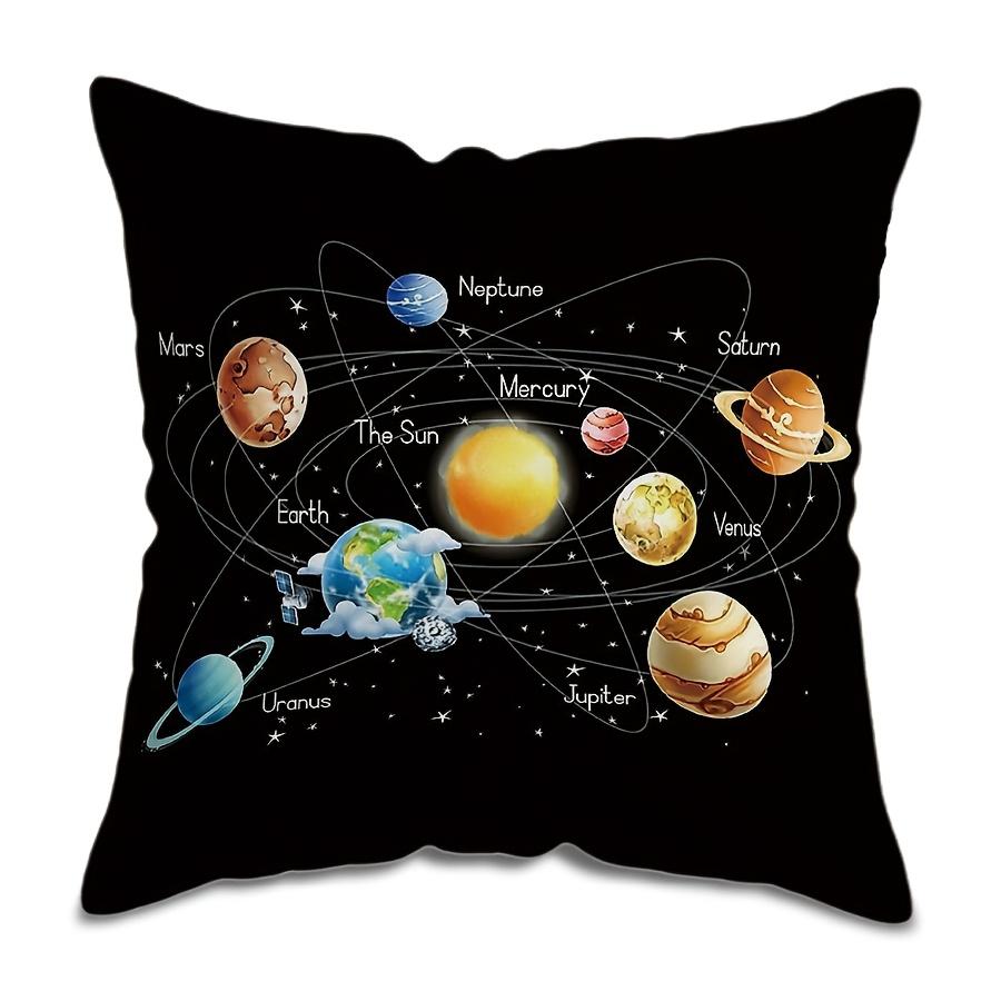 Galaxy-Inspired Throw Pillow Cover - 17.7x17.7 Inch, Polyester, Machine Washable, Zip Closure, Contemporary Style, 1pc