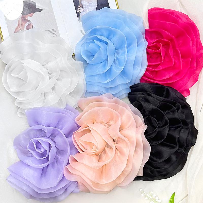 1Pc Manual Personality Clothing Accessories DIY Accessories Irregular Fashion Flower Decoration Three-dimensional Organza
