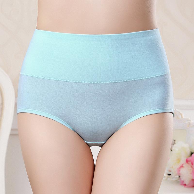 Women Plus Size Solid Color Cotton Briefs Underwear High Waist Panties Cotton Underpants Lingerie