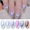 BORN PRETTY Gel Nail Magnet Gel Eye Gel Nail Color Set of 6 Colours with Magnet Glass Container Compatible Color Gel Set Aurora Style Cat's UV/LED