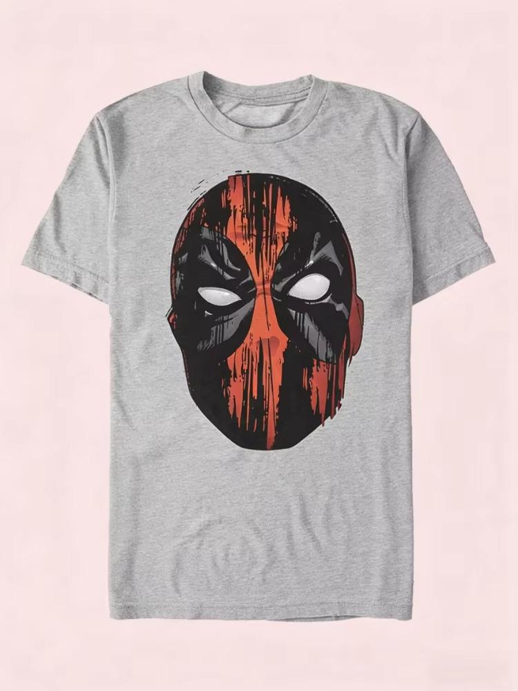 2026 Новое издание Маска с принтом Deadpool в полоску Графическая футболка для унисекс и ЖЕНЩИН Большой размер Повседневный стиль