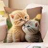 Couple Cat Print Decorative Pillowcase Bedroom Living Room Square Cushion Pillowcase