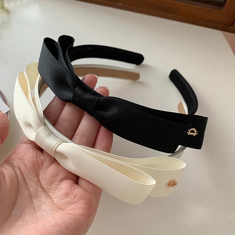 Французская винтажная повязка для волос с бантом, однотонная повязка для волос с бантом для девочек, минималистичный обруч, аксессуары для волос