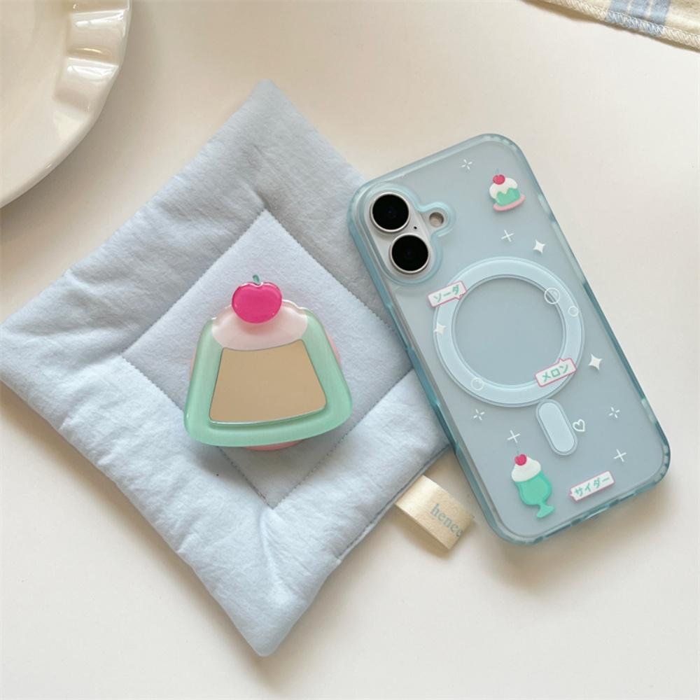 Korean Cute Pudding For Magsafe Phone Magnetic Griptok Stand For iPhone Funny Foldable Wireless Charging Case Holder