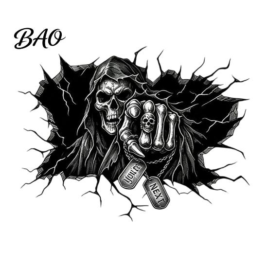 Scary Halloween Room Decorations 3D Wall Decal, Breakout Illusion Sticker with Skull Ghost, Spooky Vivid Visual Stickers Decor for Party, Peel