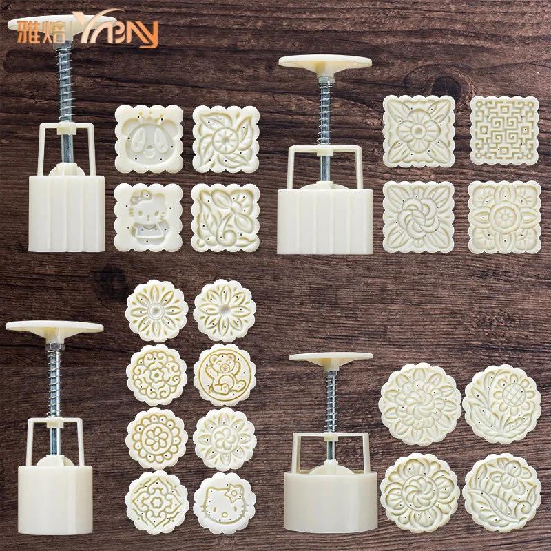 6 шт./набор формочек для лунного пряника в форме цветка 50 г DIY ручная форма для лунного пряника из помадки пластиковый пресс-форма для печенья инструмент для выпечки