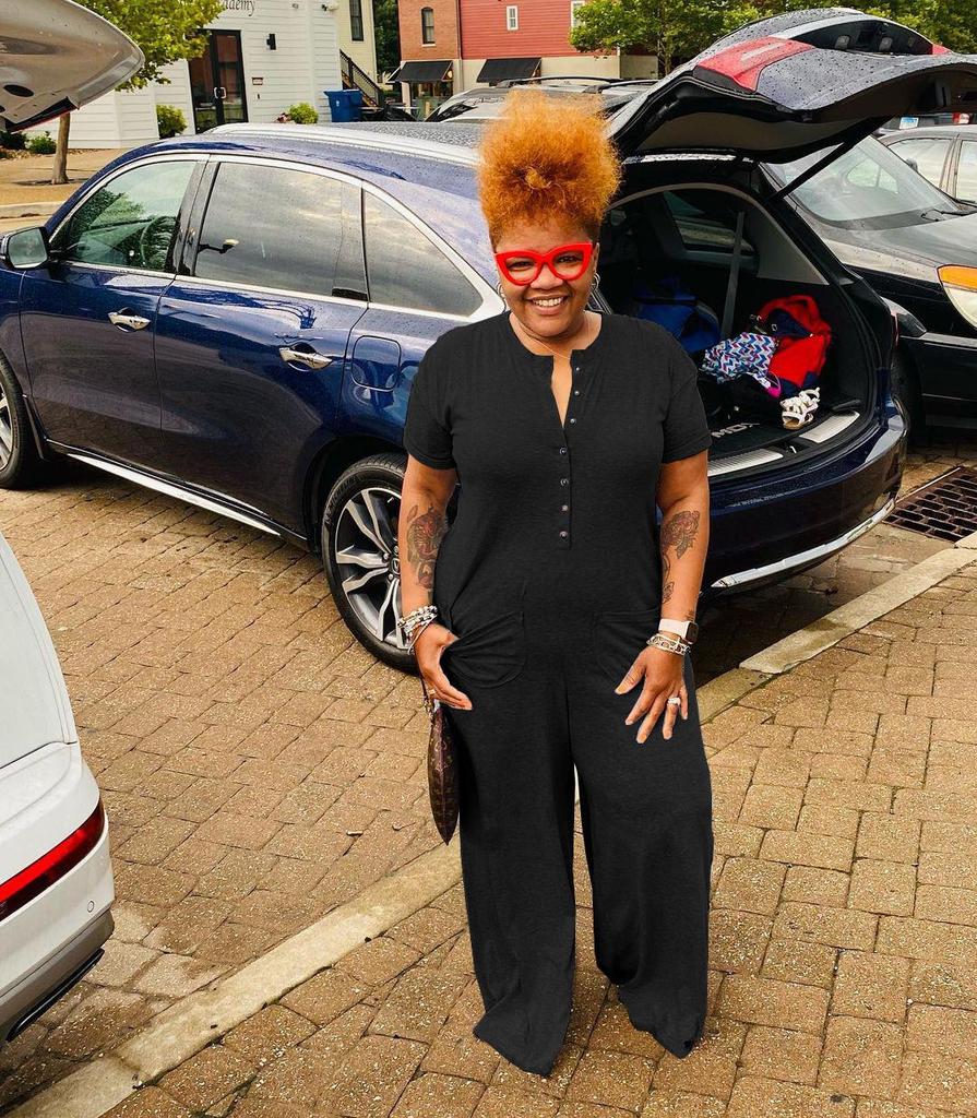 Женский повседневный комбинезон на пуговицах больших размеров - Европейский и американский стиль