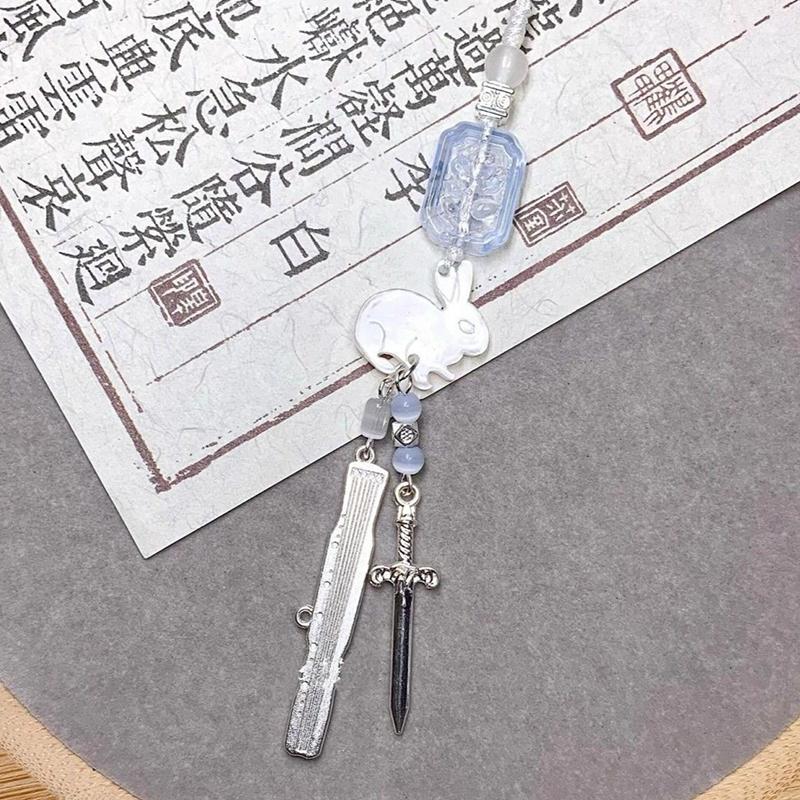 Креативные брелоки для телефона  Трендовая цепочка для мобильного телефона с бусинами и кроликом Ремешок Брелок Подвеска для украшения сумки Цепочка для карточек