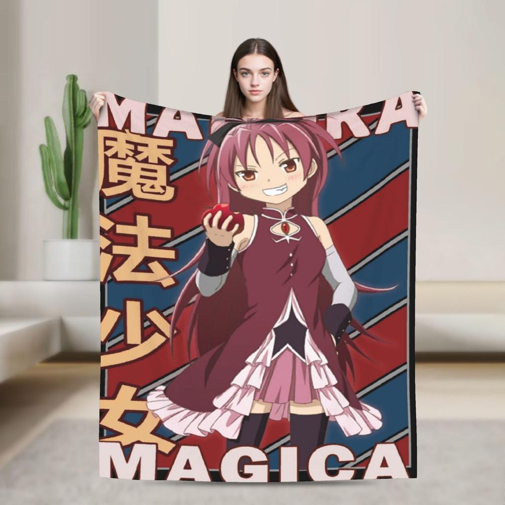 Puella Magi Madoka Magica Blanket Fleece Air Conditioning Cartoon Breathable Soft Throw Blankets for Home Plush Thin Quilt