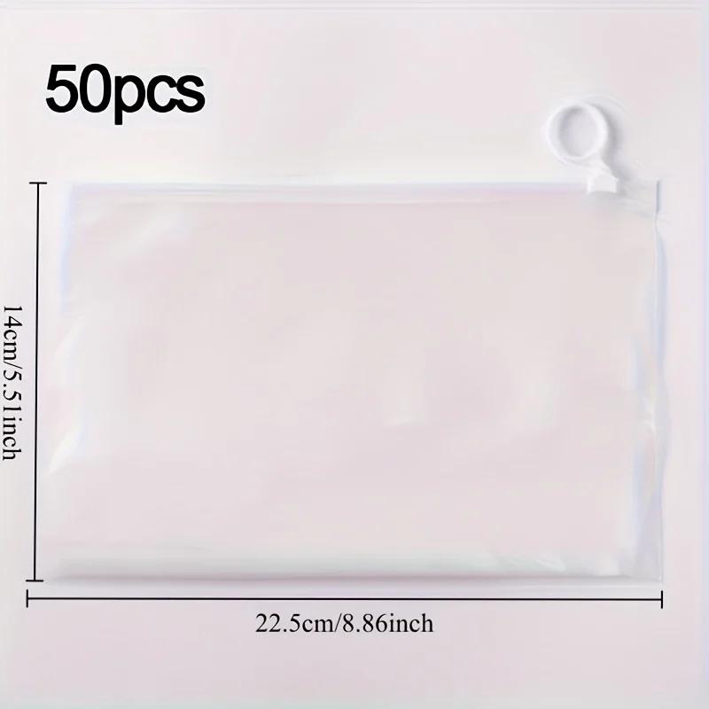 Plastic Zipper Bags Heavy Duty Transparent Travel Storage Bag with Pull Tabs Travel Storage Bag Rectangle Shape Multipurpose Use