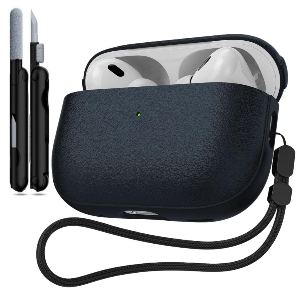 New For AirPods Pro 3 Earphone Case Leather Texture For AirPods Pro 3rd Generation Protective Case with Lanyard For AirPods Pro3