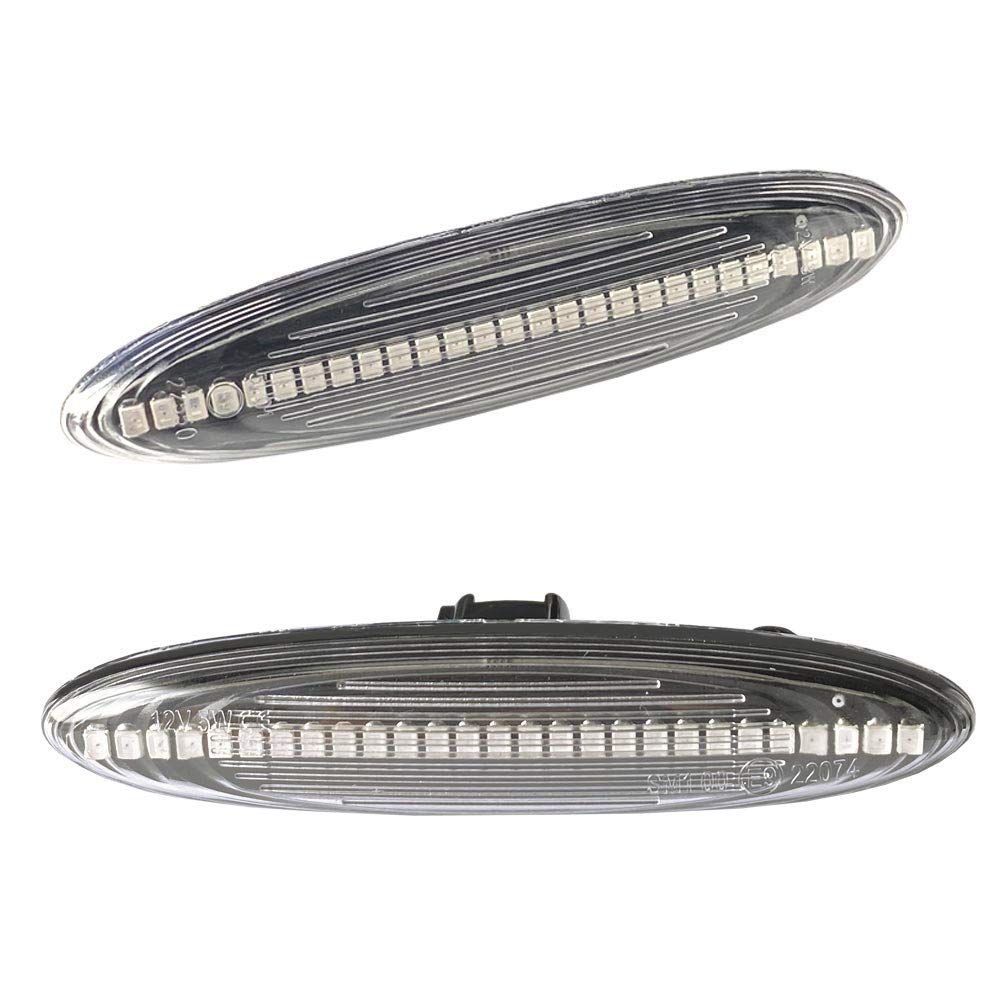 R-Field LED Sequential Side Marker, Clear Lens, Flowing Turn Signal, Built-in High Fla Prevention