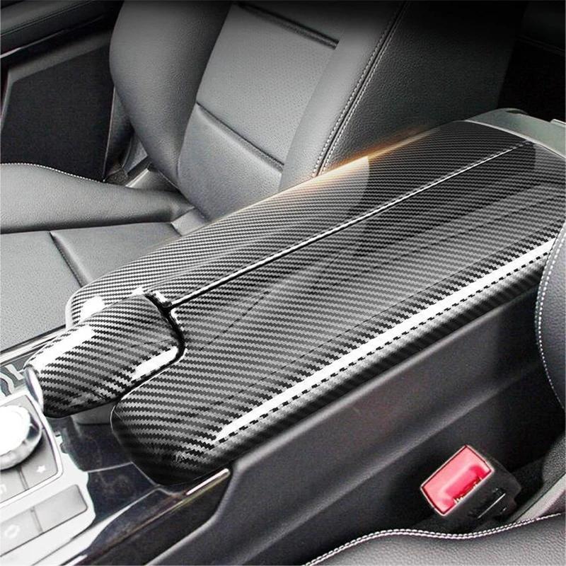 For Mercedes Benz E Class W212 CLS W218 Carbon fiber Accessories Center Console Lid Armrest Box Trim Protective Cover Sticker