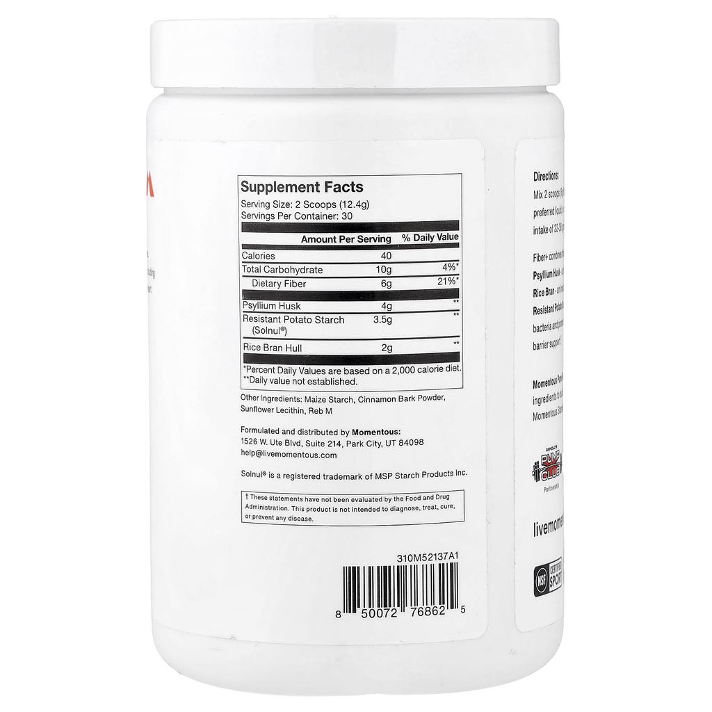 Momentous, Dietary Fiber+, Pure Cinnamon, 372g (13.1oz)