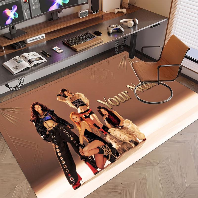 Custom Name Crystal Velvet Rug,aespa Comfortable Anti Slip Floor Mat For Room Decoration