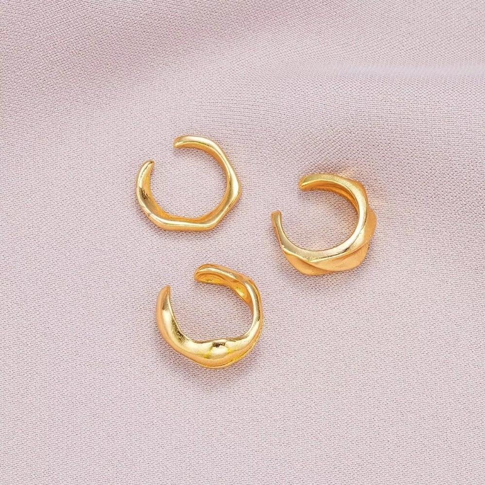 3pcs Set Alloy Helix Cartilage Clip Irregular Women Earrings Molten Ear Cuff Set Chunky Jewelry Kit