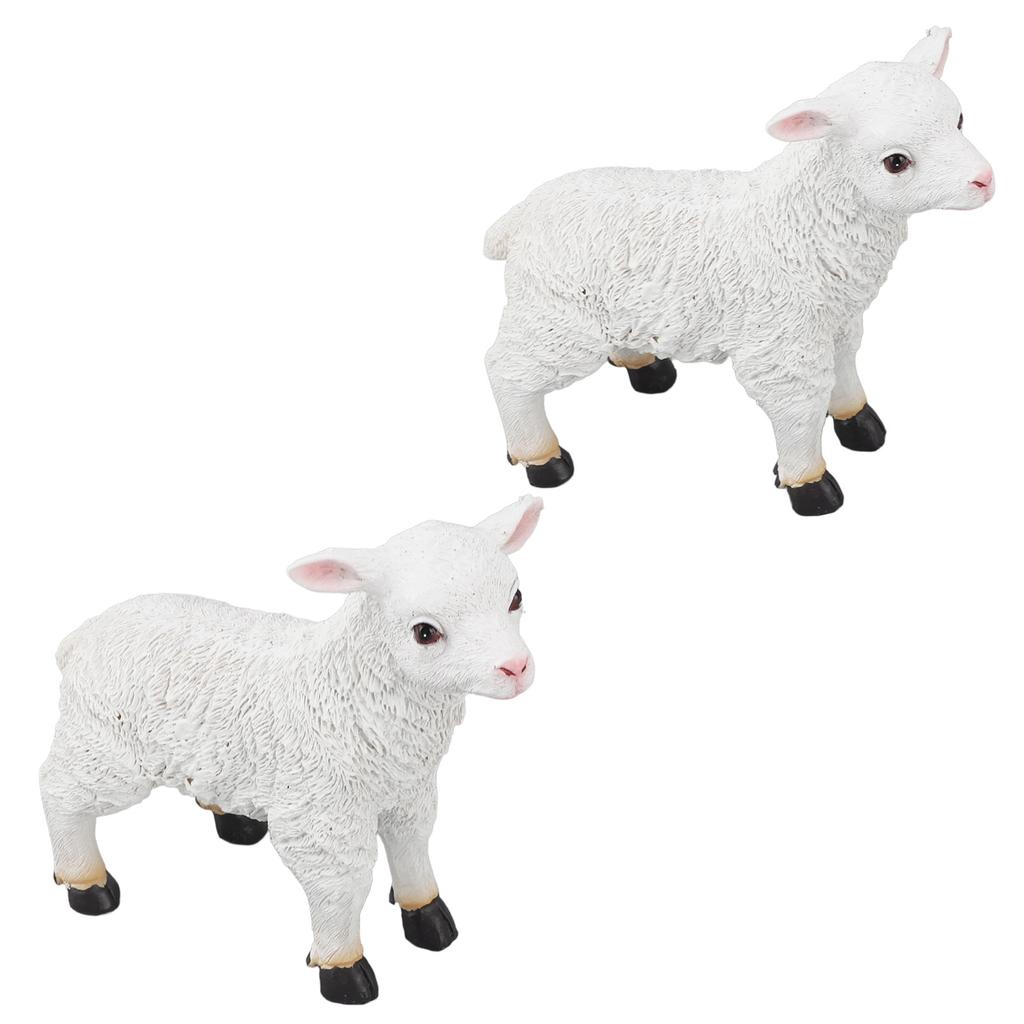 Статуэтка овцы ручной работы, реалистичная фигурка в форме ягненка, смола, садовая скульптура для внутреннего и наружного украшения