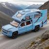 1/32 Пикап Silverado RV Модель автомобиля для отдыха Литой Кемпер Фургон Автодом Туристические транспортные средства Модель автомобиля Звук Свет Детская игрушка Подарок