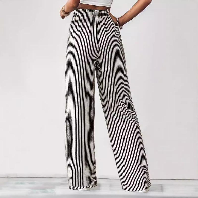 Women's Explosive Striped Casual Trousers Straight Legs