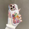 IPhone 14 Plus Case, Full Camera Protection, Shockproof, Skin-Friendly,, with Puff Case Design, Colorful Figurines + Lanyard
