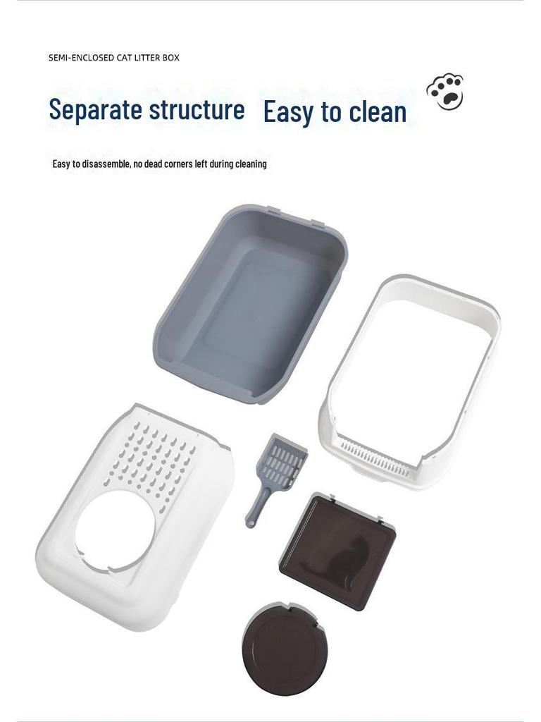 Large Enclosed Cat Litter Box, Anti-Splash & Odor, Flip-Top Design