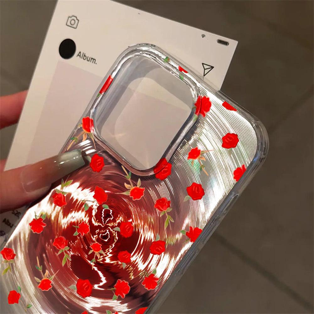 Iridescent Glossy Phone Case for iPhone 11 13 14 15 16 17 Pro 17 13 14 15 Pro Max High Quality Fantasy Floral Style Full Protection Shell