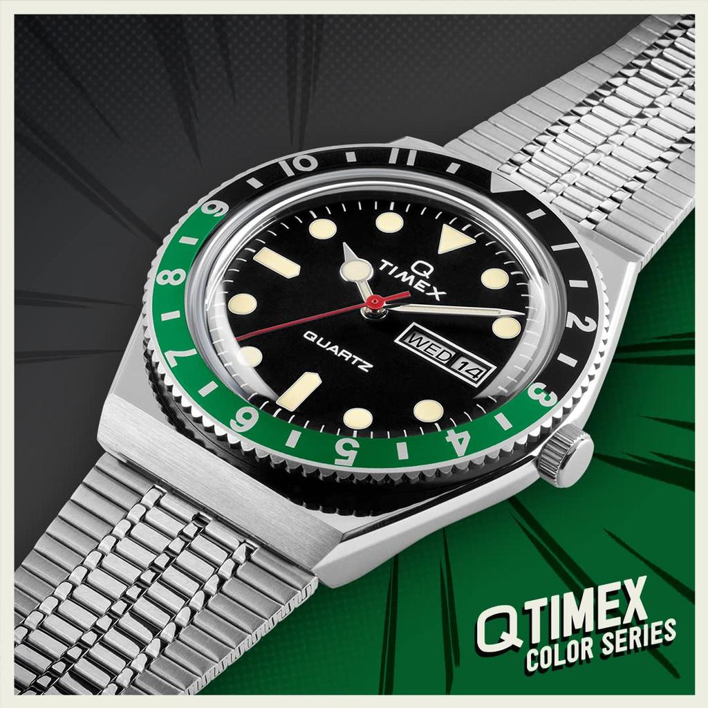 TIMEX Мужские часы Q Черный x Зеленый TW2U60900