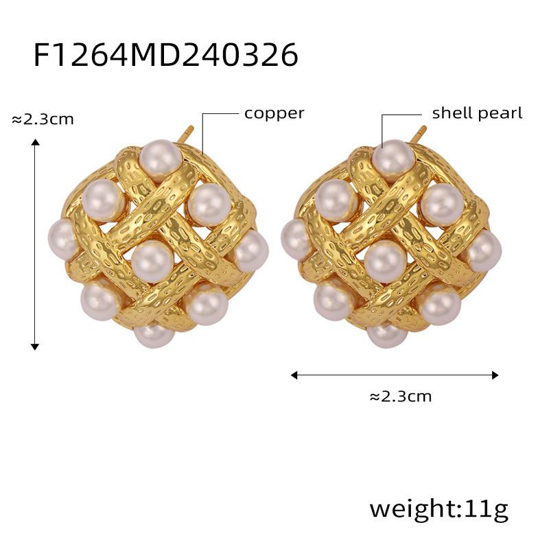 Средневековый стиль ретро мода темперамент серьги плетеные полые блестящие серьги из бисера медные позолоченные изысканные высококачественные серьги