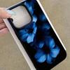 Чехол для телефона с глубоким синим цветочным узором, подходит для iPhone 17 16 15 14 13 12 11 Pro/Max/Plus, противоударная задняя крышка