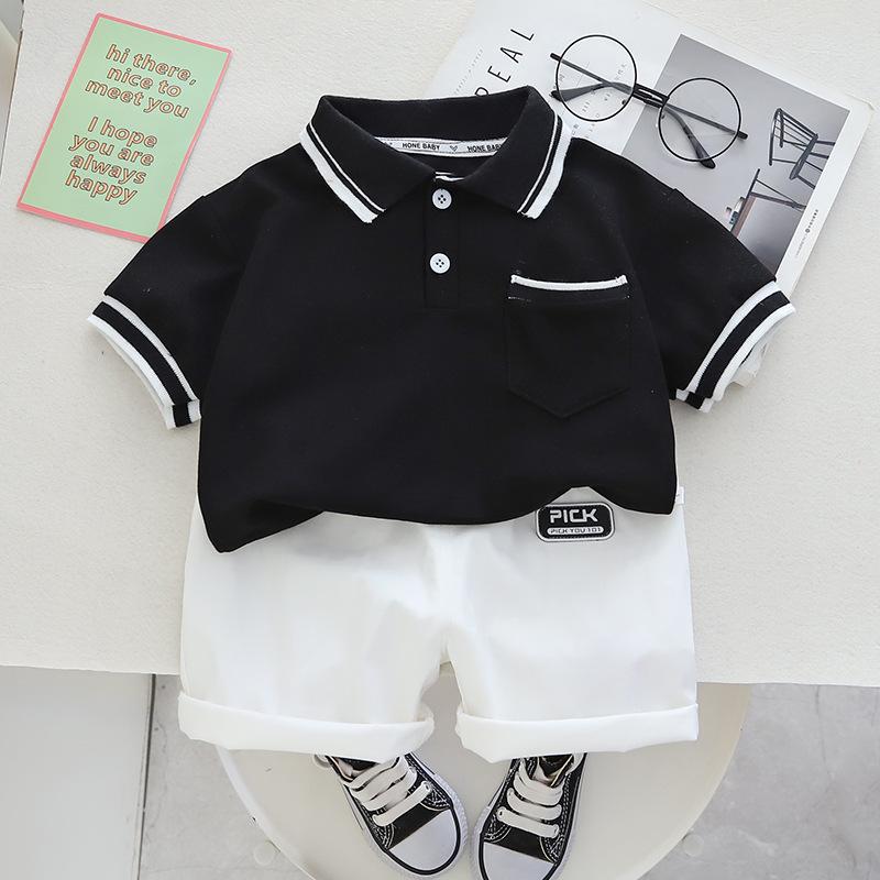 Summer Children's Polo Shirts T Shirts Short Sleeved Shorts Boys Set Children