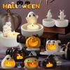 Cute Ghost Candle Holder Ceramic Ghost Pumpkin Candlestick Ornaments Candy Storage Tray Desktop Ornaments Halloween Party Decor