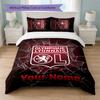 Lyon FC Custom Name Text Bedding Set 1 Duvet Cover+2 Pillowcases Soccer Logo Personalized Gift For Special Occasion Bedroom Decor