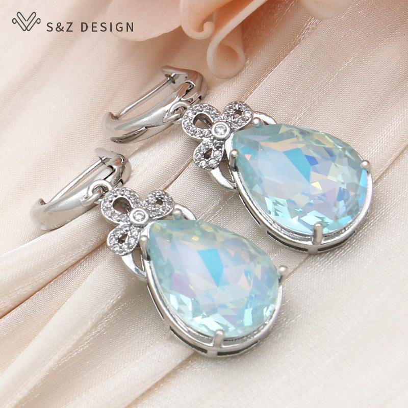 Модные висячие серьги цвета розового золота с каплями воды и кристаллами для женщин, свадебные серьги-капли с кубическим цирконием, ювелирные изделия