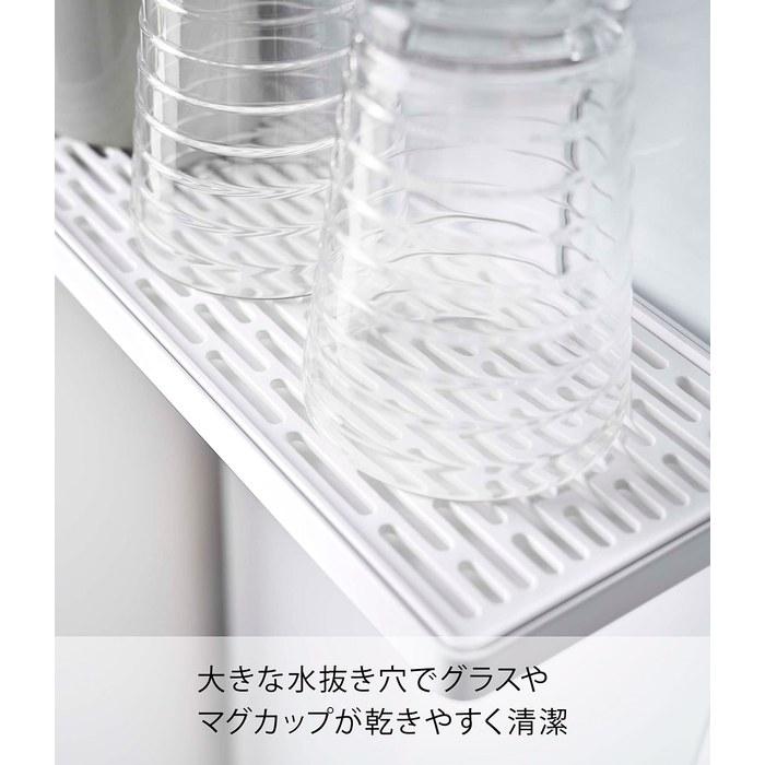 [Yamazaki] Water Server Side Magnet Glass Stand White, Approx. W31.7 x D12.3 x H20cm, Tower, with Water Tray, Washable, Easy Installation,