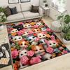 Polyester Area Rug with Cute Cats and Flowers Print - Antiskid Home Decor Carpet for Living Room, Bedroom, Chair Mat - Durable