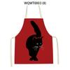 Cartoon Cute Cat Printed Sleeveless Apron Black Kitchen Apron Women Cooking Apron Home Baking Antifouling Antifouling Bib