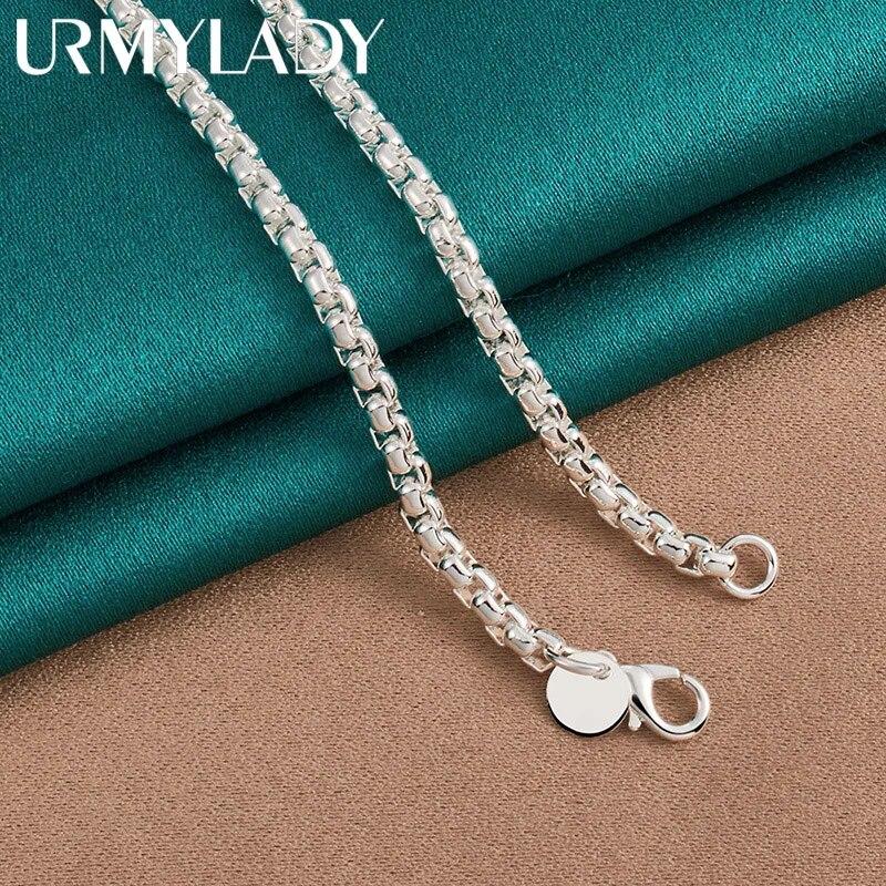 URMYLADY из стерлингового серебра 925 пробы, мужская цепочка из змеиной кости 4 мм, 18-24 дюймов, ожерелье для женщин, свадебная вечеринка, модные очаровательные ювелирные изделия