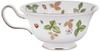 Wedgwood Wild Strawberry Porcelain Teacup Peony & Saucer, [Used]