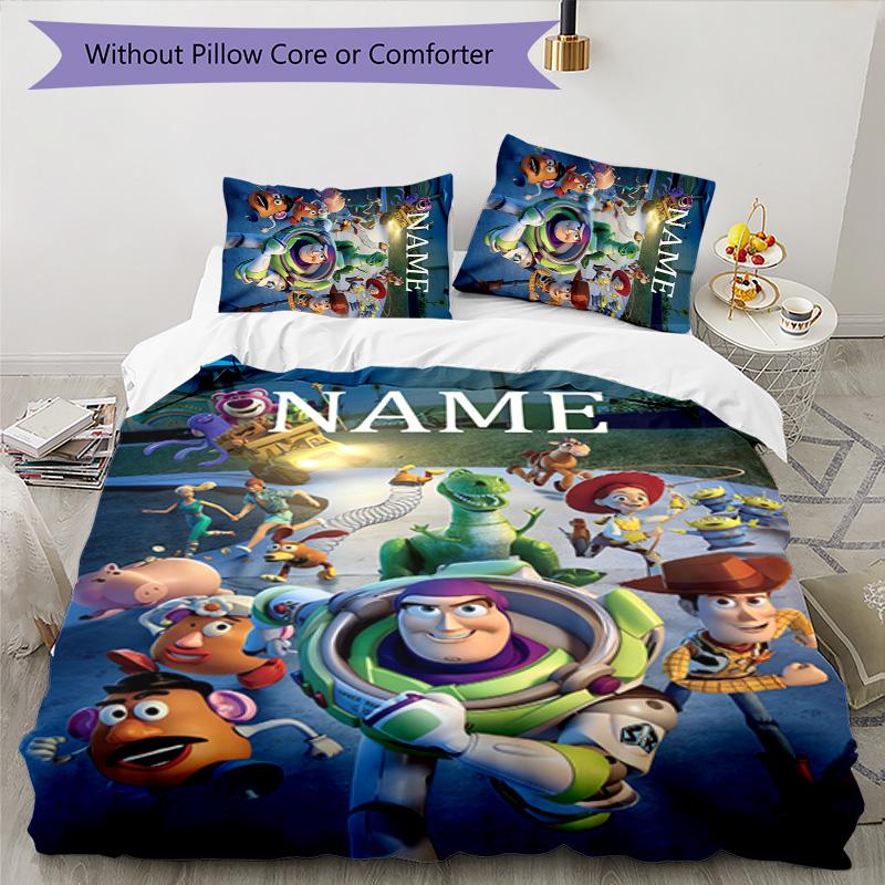 3pcs Toy Story2 Cover Set - Personalized Name, HD Printed Bedding with 1 Cover and 2 Pillowcases - Perfect for Home Decor, Easy Care